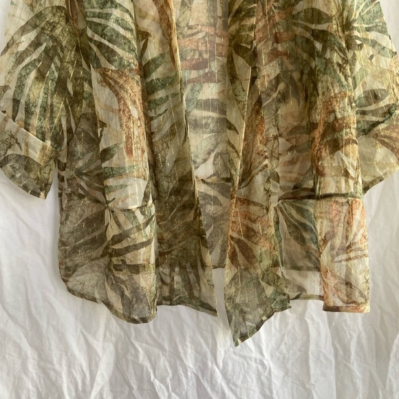 Chico's Batik Palms Sheer 3/4 Sleeve Jacket Size 3 / Large - Picture 2 of 11